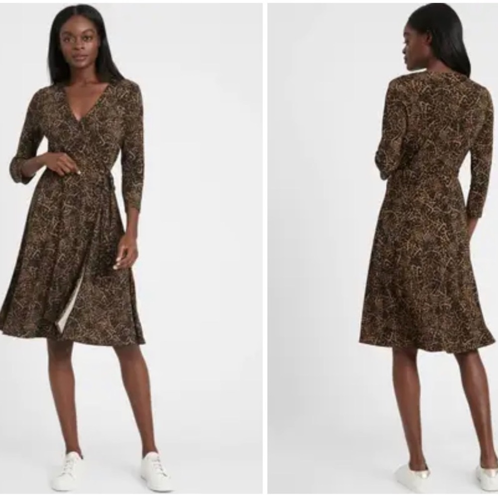 Banana Republic leopard wrap dress size S
